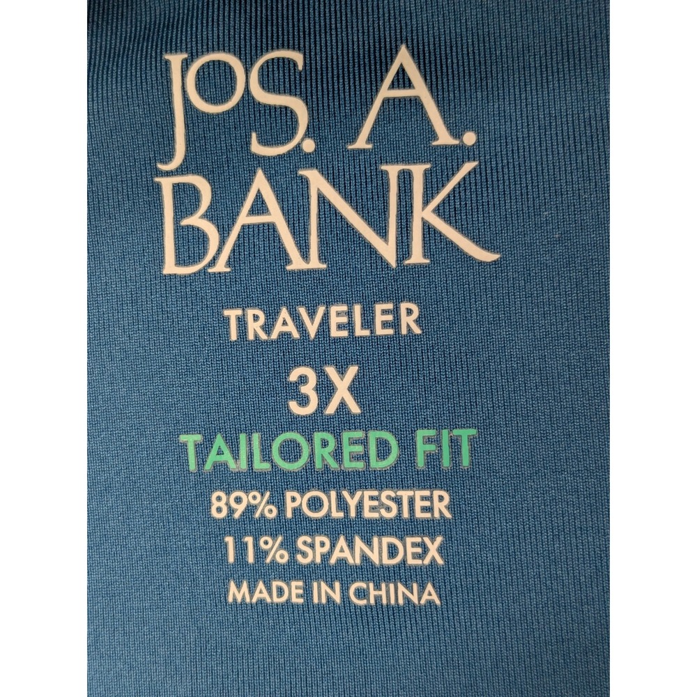 Jos A Bank Traveler Mens 3X Long Sleeve Tailored Fit Golf Polo Shirt Blue - Picture 4 of 9